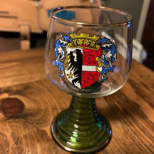 Vintage German Green & Gold Goblet