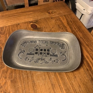 Bless This House Metal Bread Tray / Wilton Armetale Bless This House Bread Tray