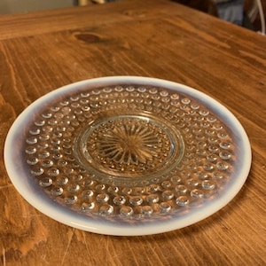 Vintage Moonstone Clear Opalescent Hobnail Saucer by Anchor Hocking (1942-1946)