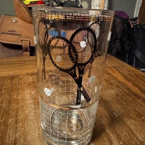 Vasos con forma de raqueta de tenis Culver (juego de 2): Artículos de bar de mediados de siglo