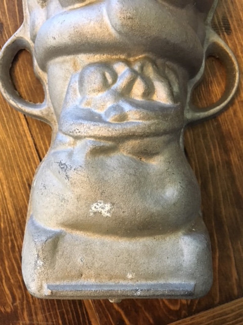 Renalde Heavy Cast Aluminum Standing Santa Claus Double Cake Mold 1950s Christmas