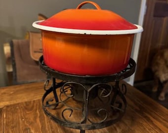 Service à Fondue Le Creuset Vintage Orange – Années 70, Complet, France