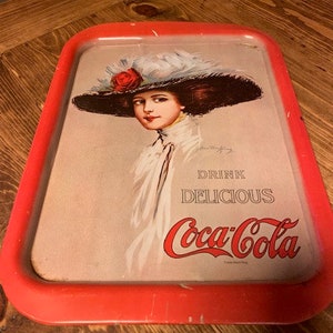 Drink Delicious Coca-Cola Large Tin Tray 1909 reproduction