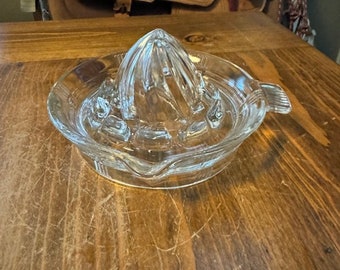 Mid Century Glass Citrus Juicer Vintage Reamer With Thumb-Hold