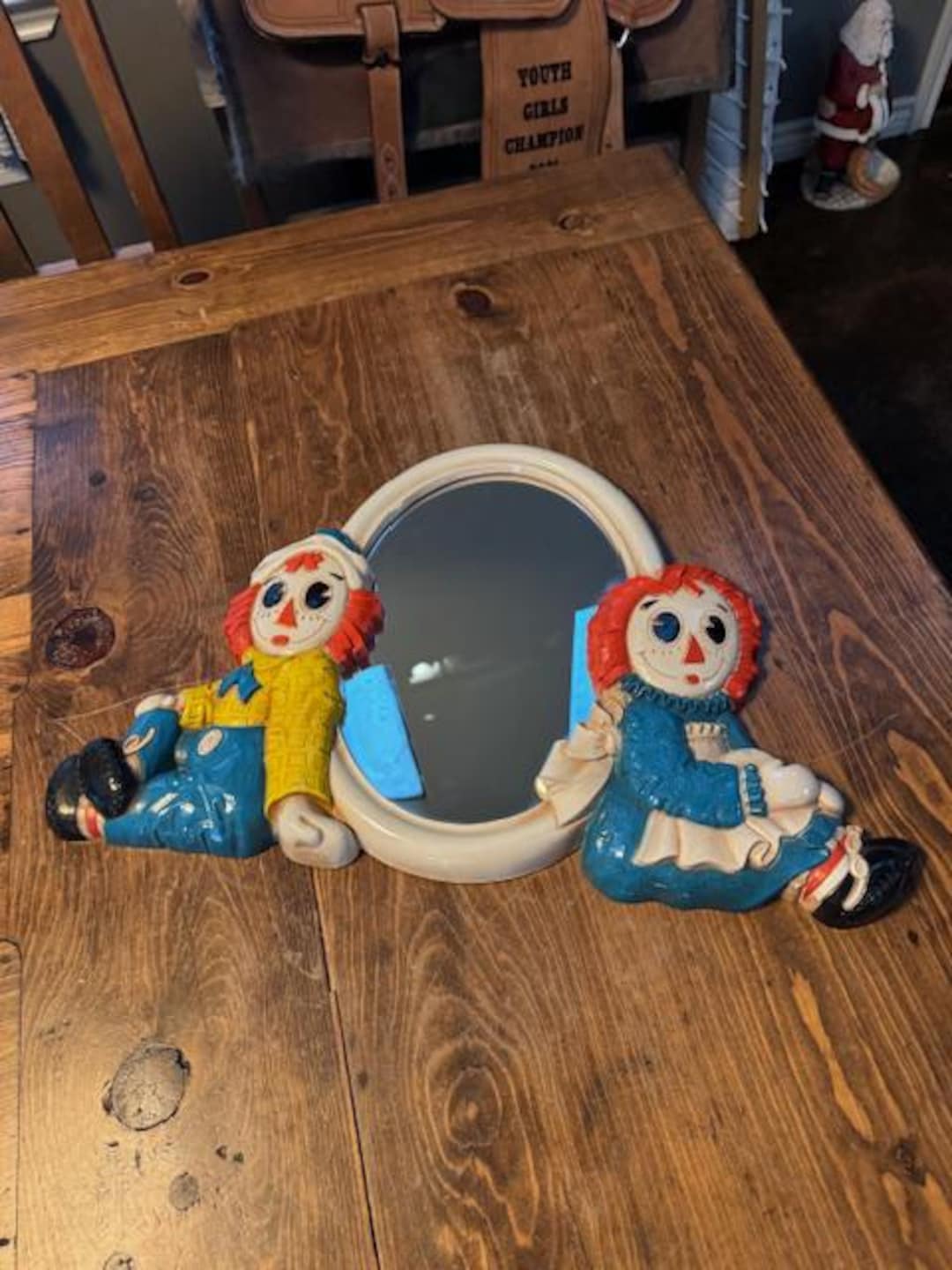 Raggedy Ann Andy ラガディ アン アンディ　ミラー　鏡 Vintage 'raggedy Ann and Raggedy Andy' Molded Plastic Mirror, C