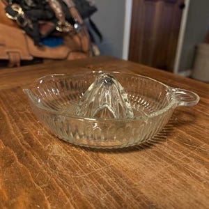 Mid Century Glass Citrus Juicer Vintage Reamer With Thumb-Hold
