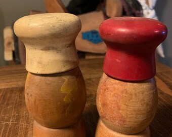 ヴィンテージ木製ソルト＆ペッパーシェーカー - Etsy 日本