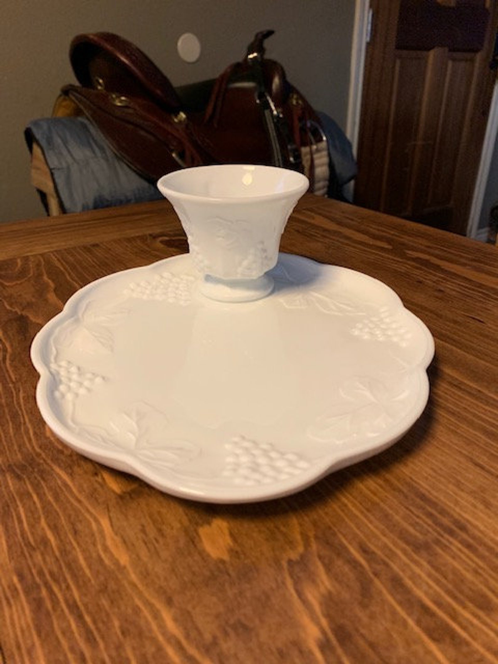 Milk Glass Harvest Snack Plate and Tea Cup Indiana Glass Etsy