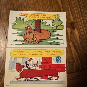 Set of 2 Vintage Dachshund Post Cards