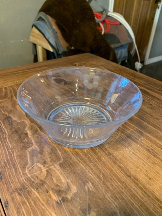 花柄のヴィンテージ透明ガラスボウル - Etsy 日本