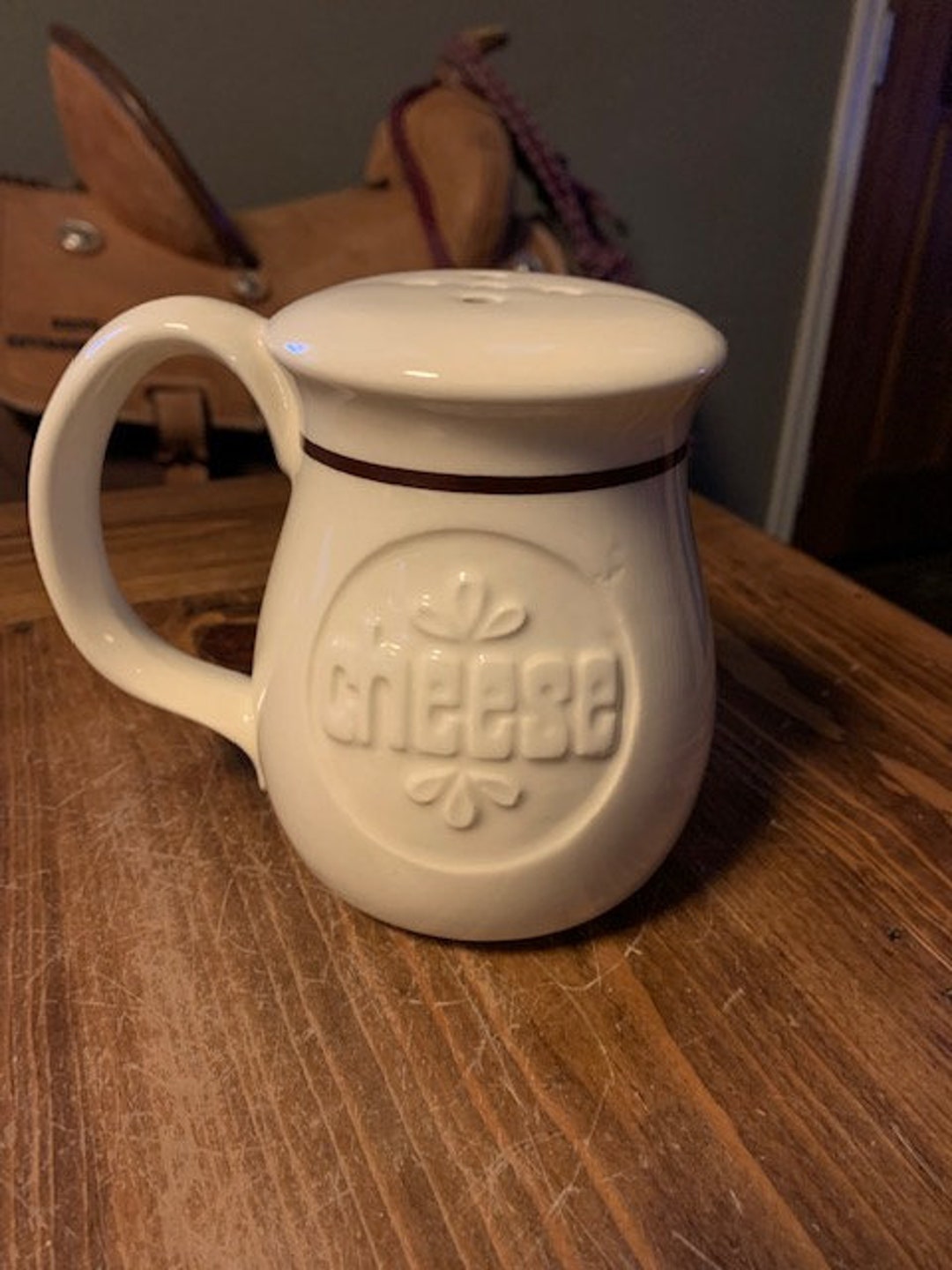 Vintage Large Ceramic Parmesan Cheese Shaker 1970's Parmesan Keeper