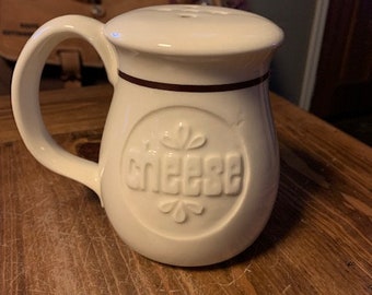 Vintage Large Ceramic Parmesan Cheese Shaker 1970's Parmesan Keeper Holder