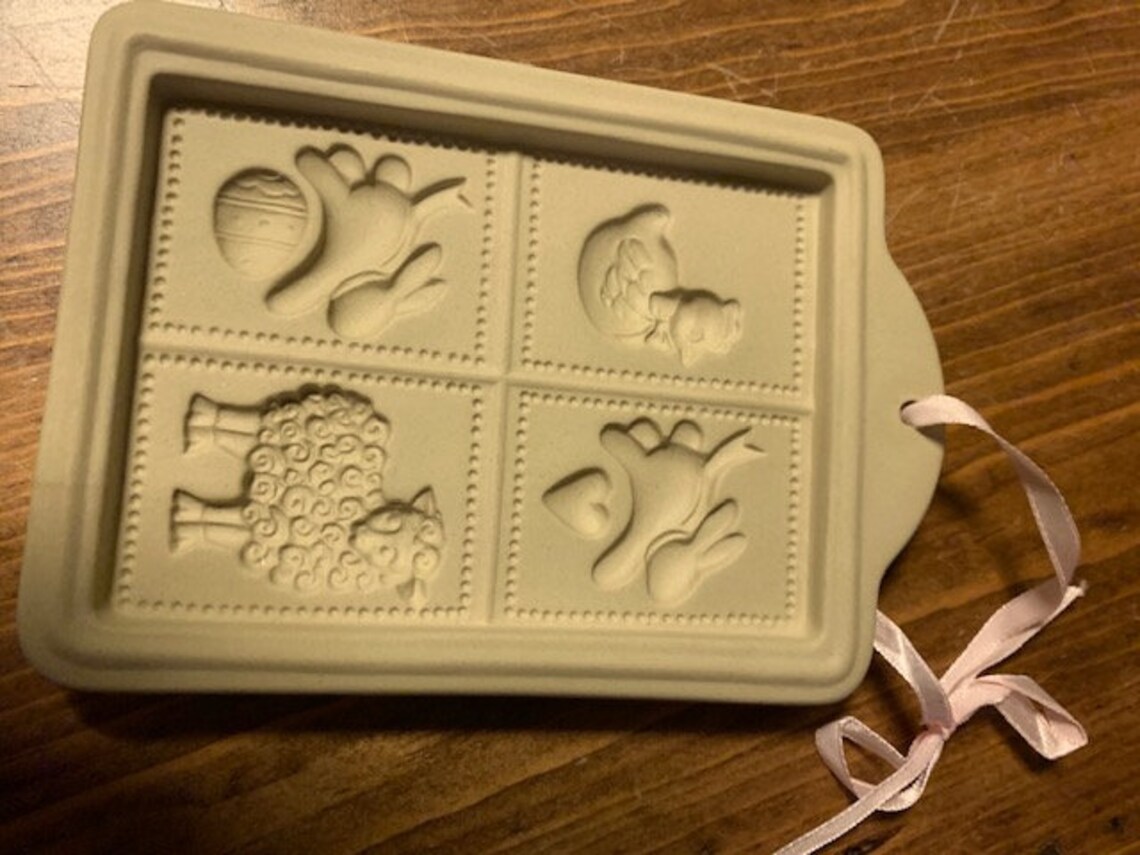 Ceramic Cookie Mold with Rabbit Chicken and Sheep Etsy