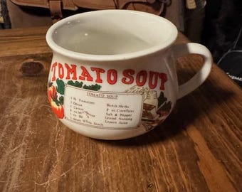 Vintage Tomato Soup with Recipe Handled Bowl