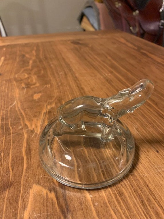 Clear Glass Elephant Covered Trinket Dish - image 8