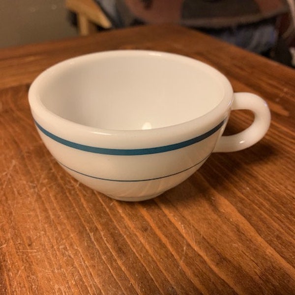 Pyrex Restaurant Coffee Cup with Blue Band