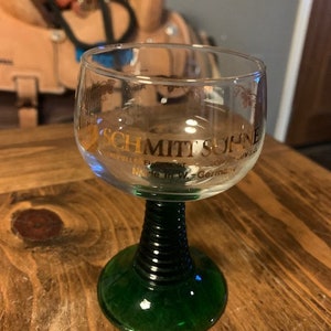 Vintage German Green & Gold Leaf Goblet Schmitt Sohne