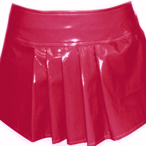Shiny PVC Wet Look Vinyl Hipster Skater Skirt Red,Pink, Blue,Black All Sizes UK Made