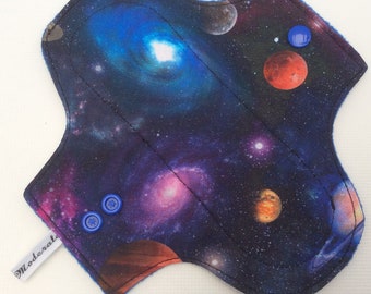 Flannel Cloth 6.75 Panty Liner mini PUL Galaxy Splatter print. ultra thin