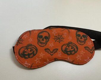 Halloween Schlafmaske: Vegan Fleece, Vorderseite aus Baumwolle, Reise Augenmaske