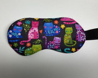 Boho Katzen Schlafmaske: Weiche Fleece Reise Augenmaske