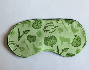 Antifaz vegano para dormir, estampado de granja verde, antifaz de viaje.