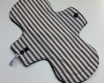 Oxford Stripe Reusable Cloth Pad, Organic Cotton, Zorb Absorbent Core