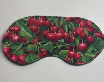 Cherry Print Sleep Mask: Soft Fleece Travel Eye Mask