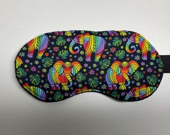 Rainbow Nelly Elephant  Sleep Mask: Soft Fleece Travel Eye Mask