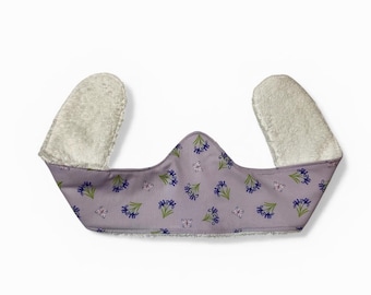 Lilac Iris print Reusable Sweat Busters for Bra and Tummy, Organic cotton Towelling Absorber