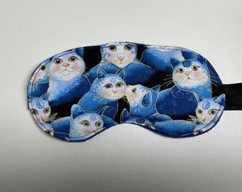 Katzen Schlafmaske: Weiche Fleece Augenmaske mit Katzen Print