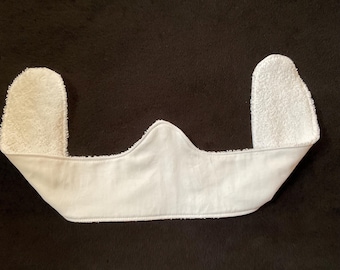 Vitt på vitt återanvändbara svettborttagare för BH och mage, frottéabsorberande material i ekologisk bomull