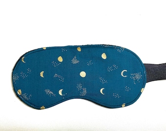 Metallic maanfase-slaapmasker, blauwgroen katoen, veganistische fleece
