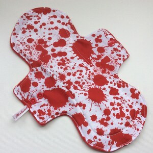 Blood Splatter Reusable Cloth Menstrual Pad, Organic Cotton