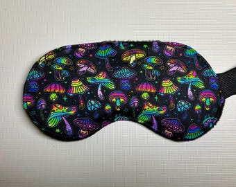 Psychedelic Mushroom Sleep Mask, Vegan Fleece Eye Mask