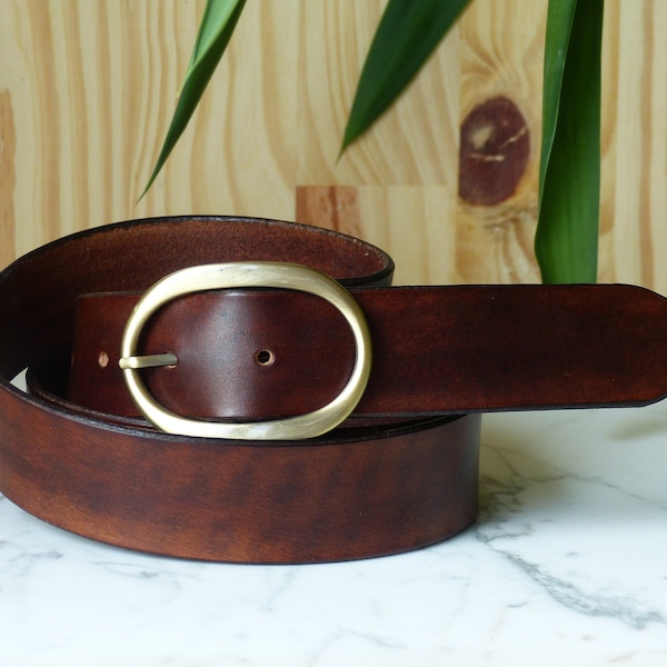 Ceinture cuir femme marron retro vintage