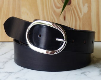 Ceinture cuir femme Noir classe