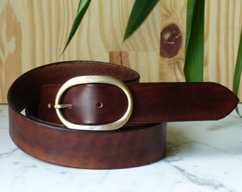 Ceinture cuir femme marron retro vintage