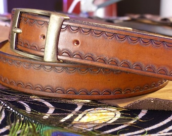 Men's brown leather belt "COOK"