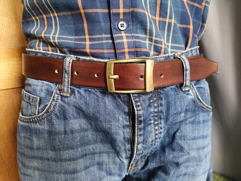 Ceinture cuir homme Marron Vintage image 2