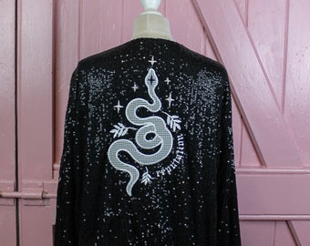 Gothic Glam Sequin Jacket Black Sequin Jacket Festival Clothing Bomber Sequin Coat Embroidered Outfit Tour Outfit