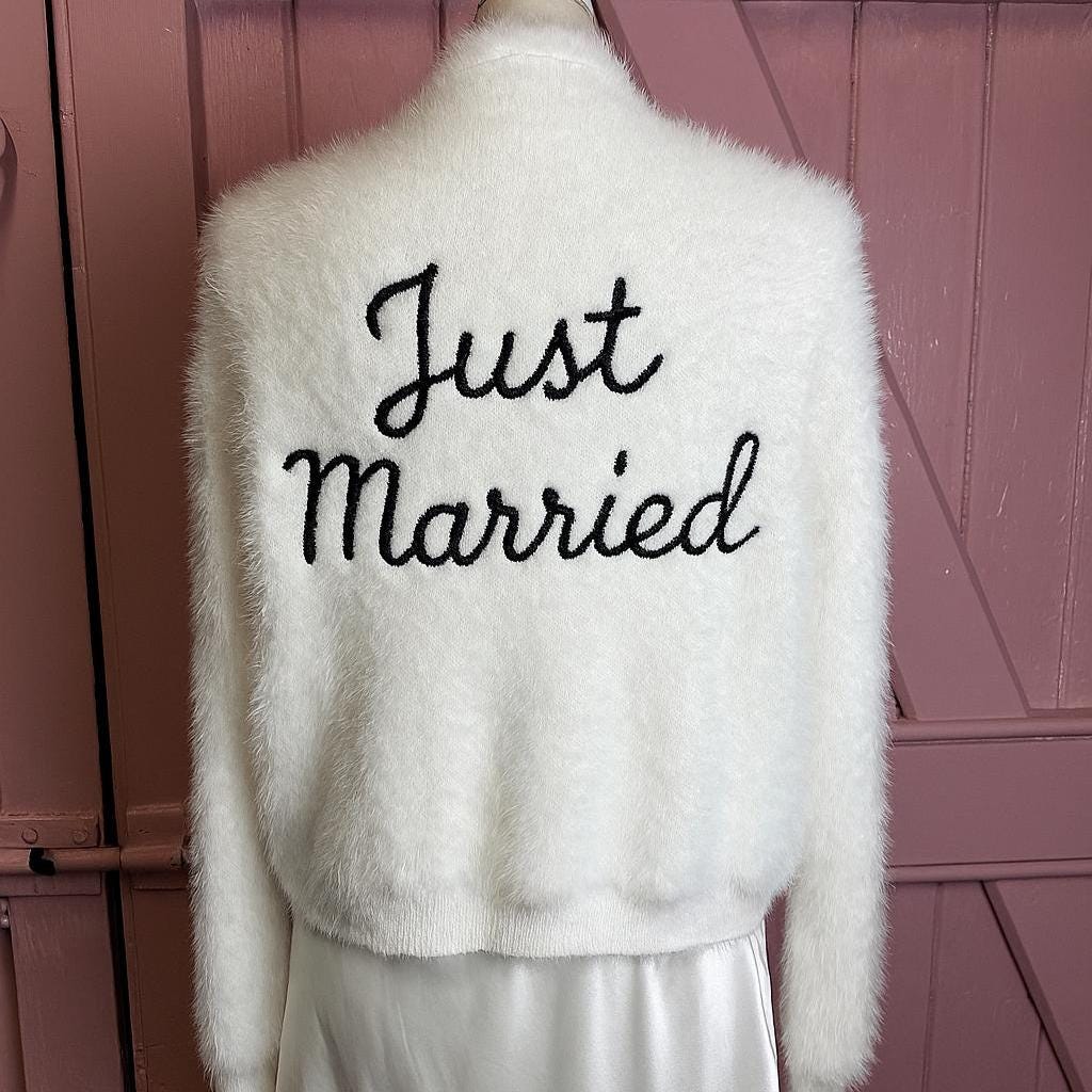 Just Married Cardigan Personalised Bride Cardigan Wedding Cardigan Gift for Bride Wedding Jacket Bride Bolero Bride Jacket Embroidery