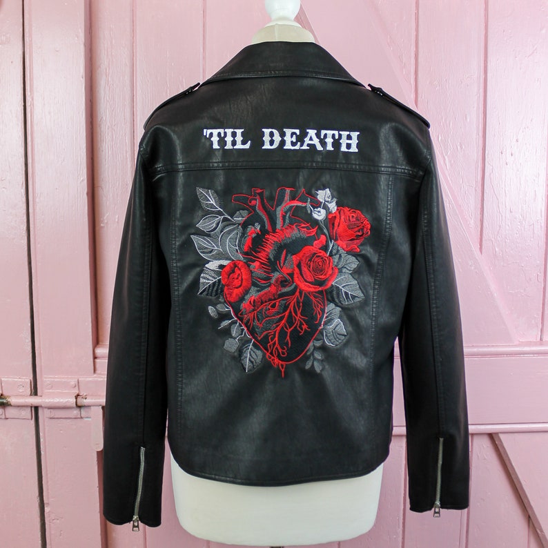 Tailored bride leather jacket with personalized wedding design