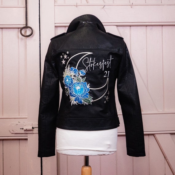 Blue Floral Luna Moon Celestial Black 