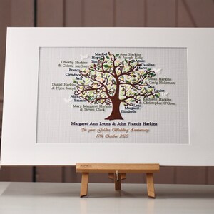 Bespoke Embroidered Family Tree 80th 85th 90th 95th 100th Birthday Wedding Anniversary Gift for Couple image 6