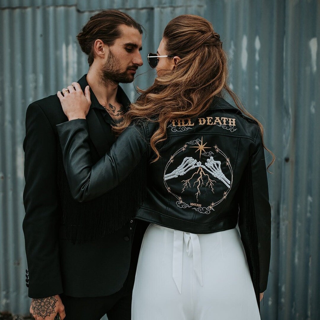 Black Bride Leather Jacket Bridal Cover up Custom Bride Jacket - Etsy UK