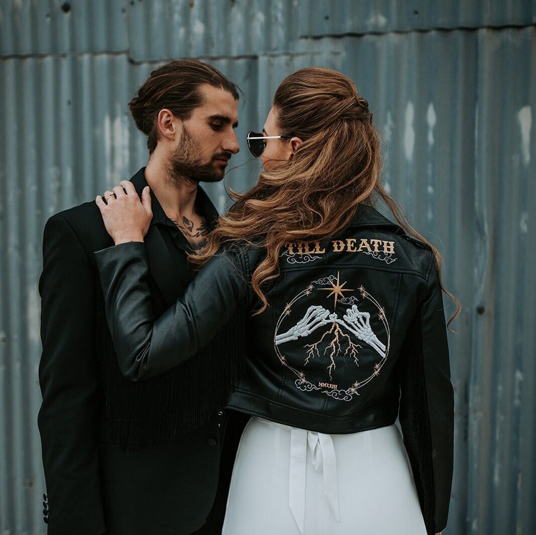 Bride Leather Jacket Embroidered Jacket Till Death Jacket