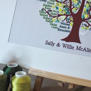 Bespoke Embroidered Family Tree 80th 85th 90th 95th 100th Birthday Wedding Anniversary Gift for Couple image 4