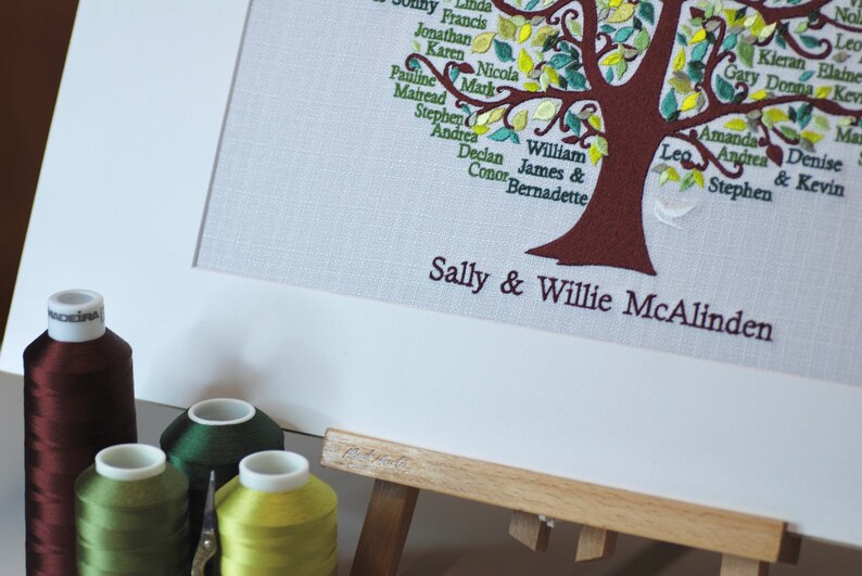 Bespoke Embroidered Family Tree 80th 85th 90th 95th 100th Birthday Wedding Anniversary Gift for Couple image 4