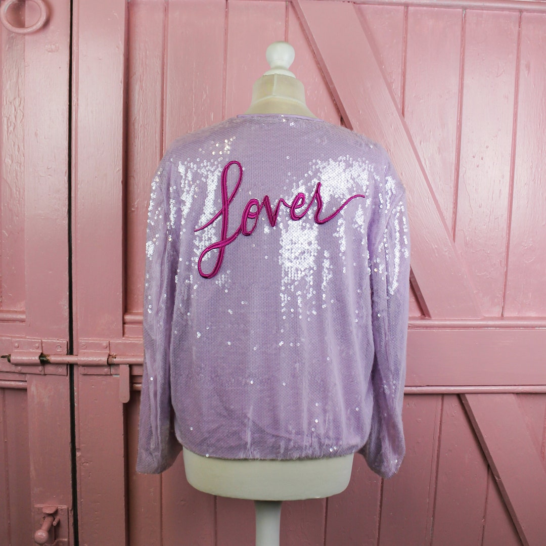 Lover Era Concert Jacket Purple Bomber Jacket Sequin Glitter Jacket Bridal Cover up Purple
